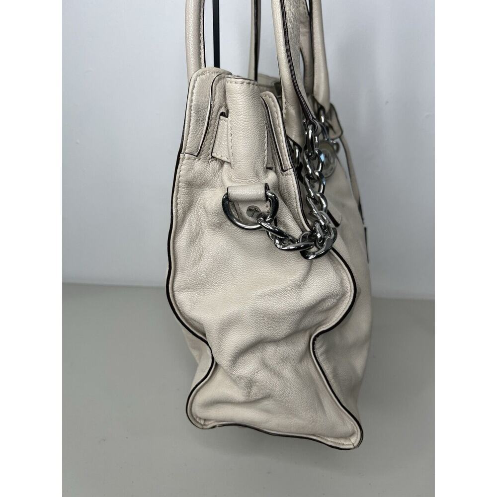 Michael Kors Hamilton Lock Cream Leather Large Satchel Shoulder Bag - Picture 3 of 11